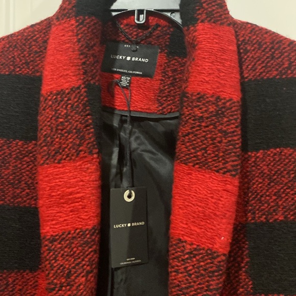 New with tag Lucky Brand Buffalo Plaid red black jacket coat - Picture 5 of 13